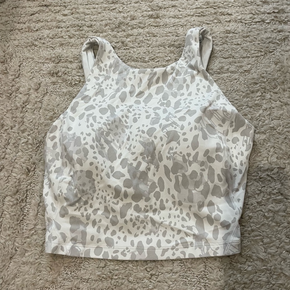 Lululemon Athletica Gray/White Animal Print Crop High Neck Align Bra size 6